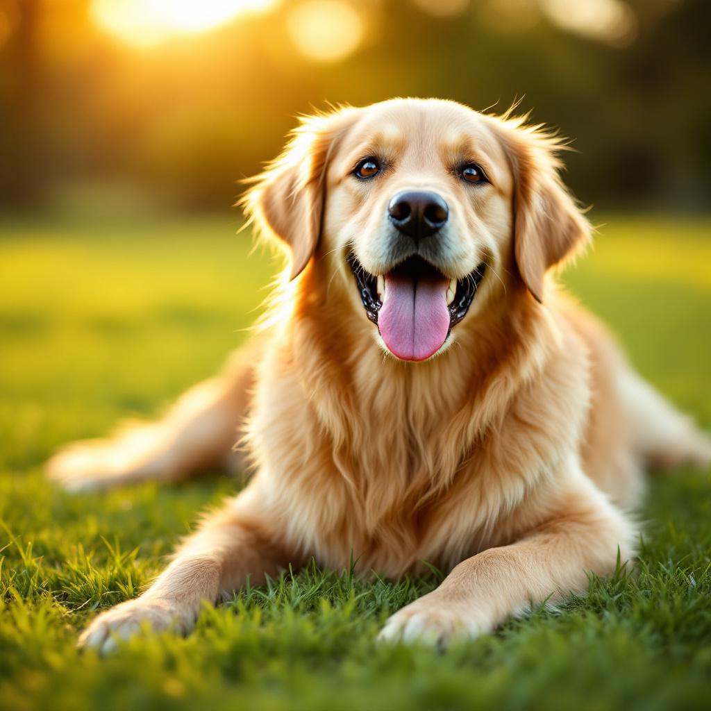 Golden Retriever saudável em parque ao ar livre