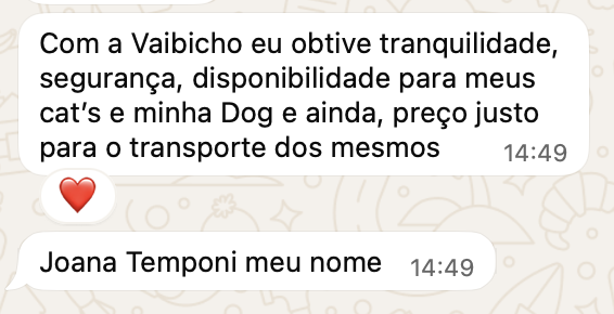 Avaliação de Joana via WhatsApp
